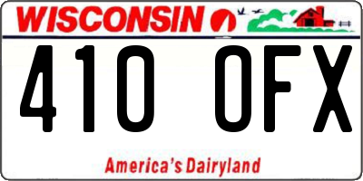 WI license plate 410OFX