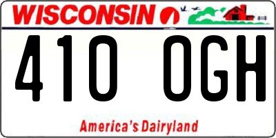 WI license plate 410OGH