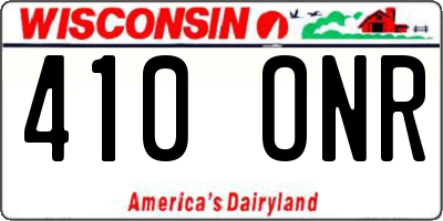 WI license plate 410ONR