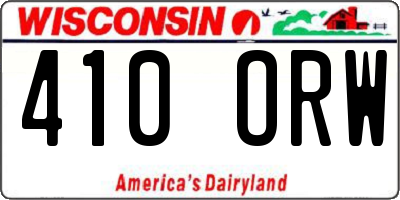 WI license plate 410ORW