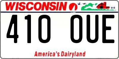 WI license plate 410OUE