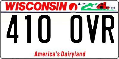 WI license plate 410OVR