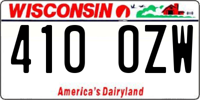 WI license plate 410OZW
