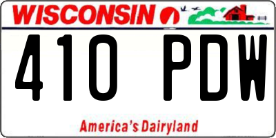 WI license plate 410PDW