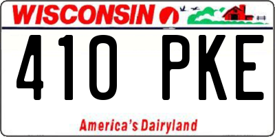 WI license plate 410PKE