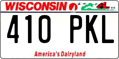 WI license plate 410PKL