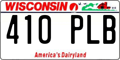 WI license plate 410PLB