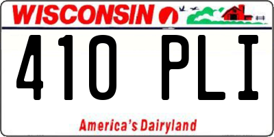 WI license plate 410PLI