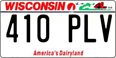 WI license plate 410PLV