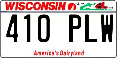 WI license plate 410PLW