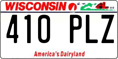 WI license plate 410PLZ