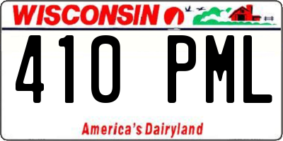 WI license plate 410PML