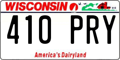 WI license plate 410PRY