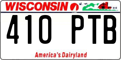 WI license plate 410PTB