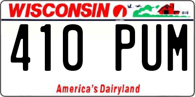 WI license plate 410PUM