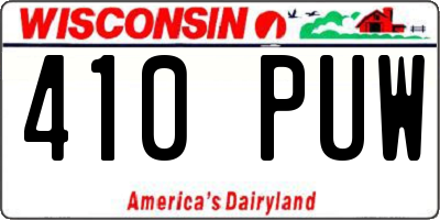 WI license plate 410PUW