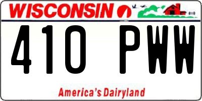 WI license plate 410PWW