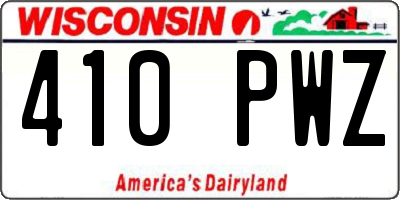 WI license plate 410PWZ
