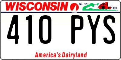 WI license plate 410PYS