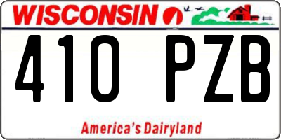 WI license plate 410PZB