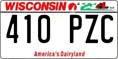 WI license plate 410PZC