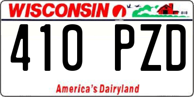WI license plate 410PZD