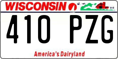 WI license plate 410PZG