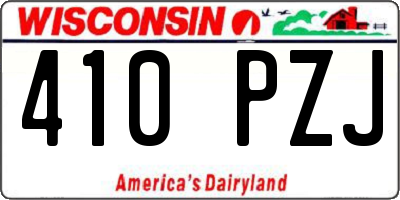 WI license plate 410PZJ