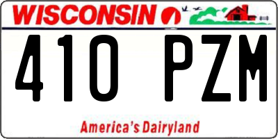 WI license plate 410PZM