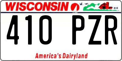 WI license plate 410PZR