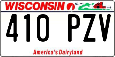 WI license plate 410PZV