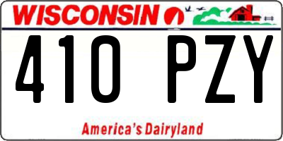 WI license plate 410PZY