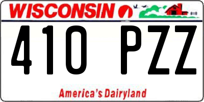 WI license plate 410PZZ