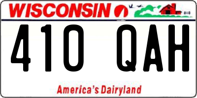 WI license plate 410QAH