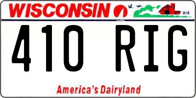 WI license plate 410RIG