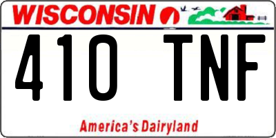 WI license plate 410TNF