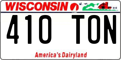 WI license plate 410TON