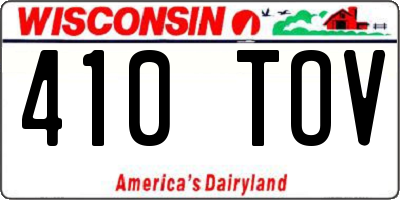 WI license plate 410TOV