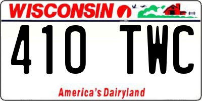 WI license plate 410TWC