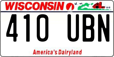 WI license plate 410UBN