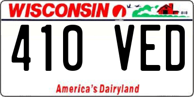 WI license plate 410VED