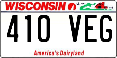 WI license plate 410VEG