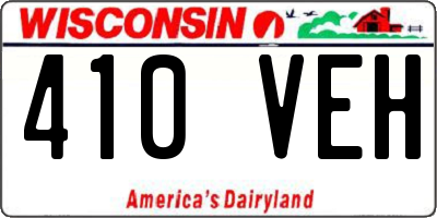 WI license plate 410VEH