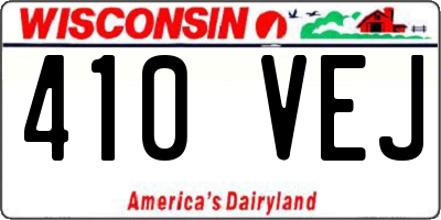 WI license plate 410VEJ