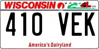 WI license plate 410VEK