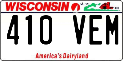 WI license plate 410VEM