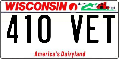WI license plate 410VET