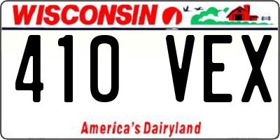 WI license plate 410VEX
