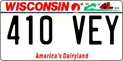 WI license plate 410VEY
