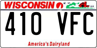 WI license plate 410VFC